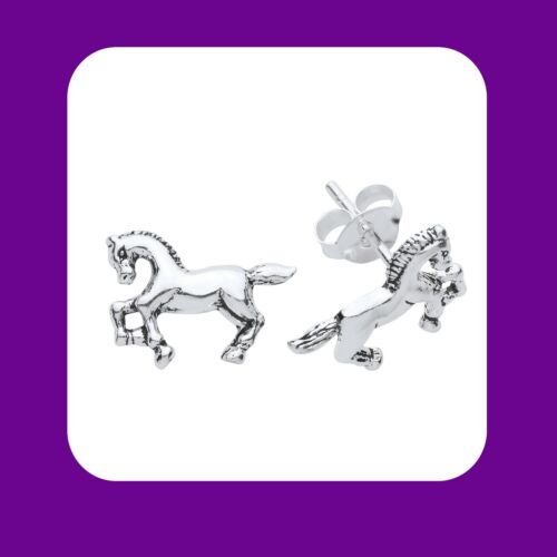 Sterling Silver Horse Earrings 925 Hallmark Stud Ladies Studs Boxed New - Picture 1 of 2