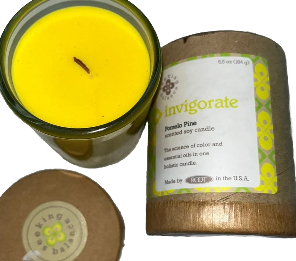 Nuevo ROOT Vela Vigorizante Pomelo Pino Aceites de Soja Buscando Equilibrio Vidrio Caja 6.5 OZ Foto 2 de 4