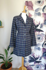 Vintage Ruth Lednik Blue Tweed Check Lambswool Jacket Size L