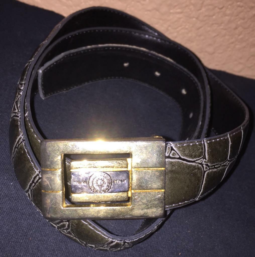 Vintage Milano Italy Croc Embossed Leather Belt - Vera Pelle Gold Buckle M MILLA CROCO LEATHER BELT | B-low The Belt main image 4