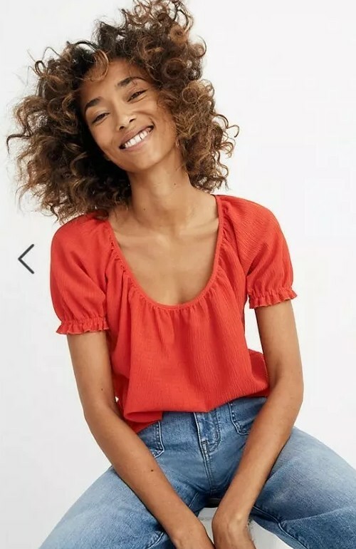 madewell texture and thread peasant top