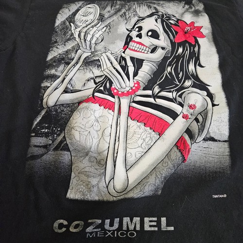 Tan Tan Blue Tee Shirt Skelton Bar Cozumel Mexico Adult Medium Graphic Print - Picture 2 of 5