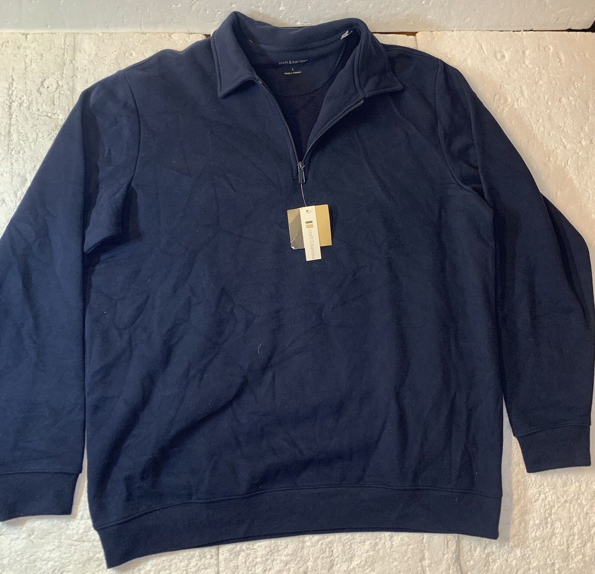 NWT Croft Barrow Zip Up Fleece Jacket Mens Size Large Navy Blue