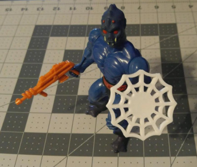 New Web shield accessory for He-Man MOTU Webstor figure White.  Made in the USA