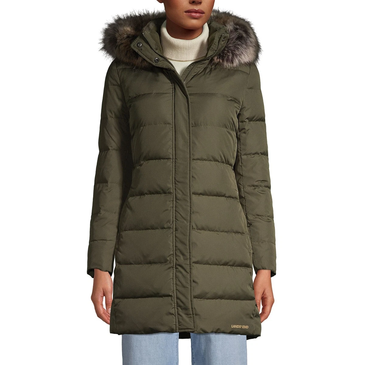 NWT Lands End Coat Jacket Womens Forest Moss Large 14 16 Hood