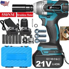 Cordless Electric Impact Wrench Gun 12 High Power Driver W 2 Li-ion Battery