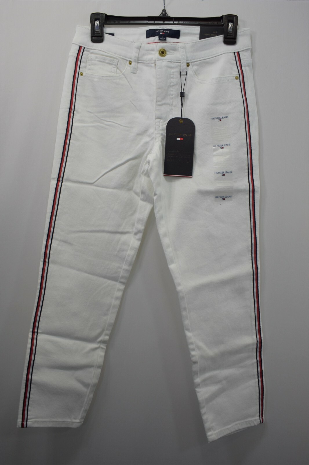 Tommy Hilfiger Women's Essential Cropped Stripe Jean White  sz 2 NWT image 2