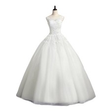 Bride Wedding Dress Bridal Off-shoulder V-neck Frocks Princess Evening Gown
