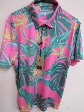 NWT Chubbies Birds of Paradise Hawaiian Short-Sleeve Golf Polo Shirt Large