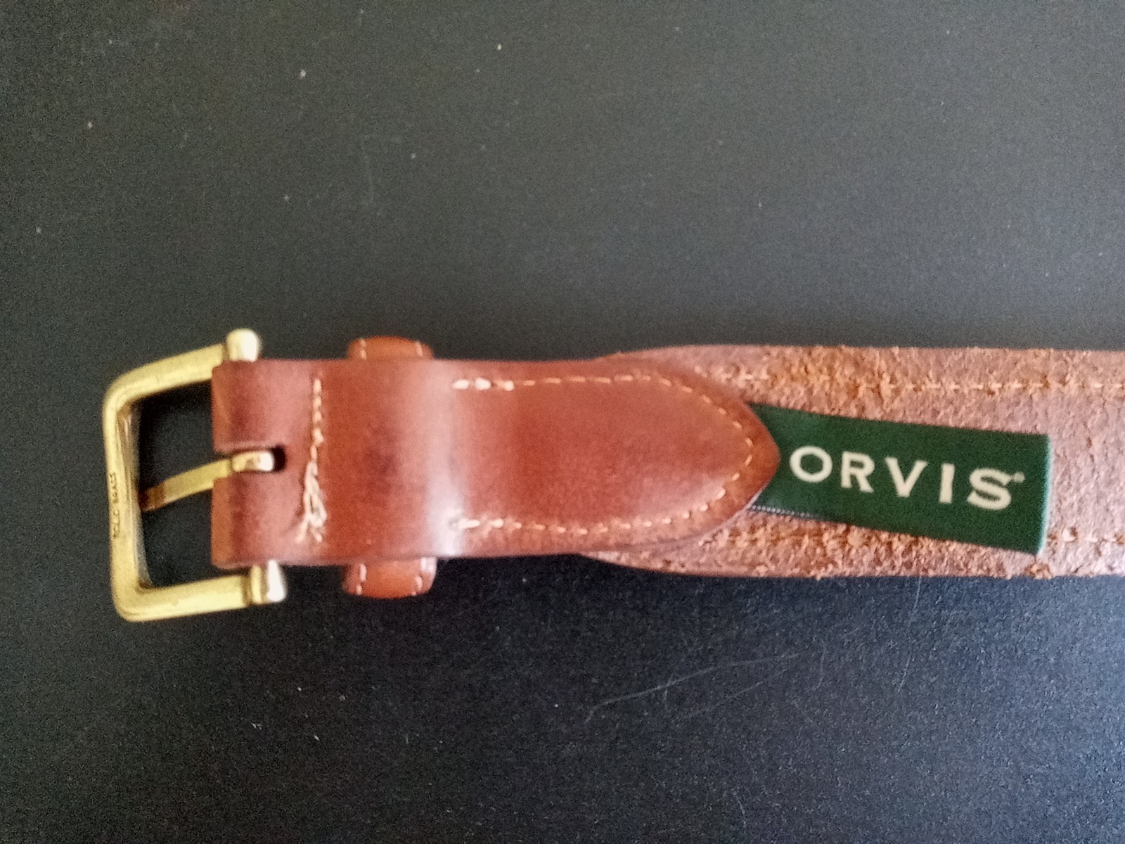ORVIS Needlepoint Leather Solid Brass Buckle Mens… - image 3