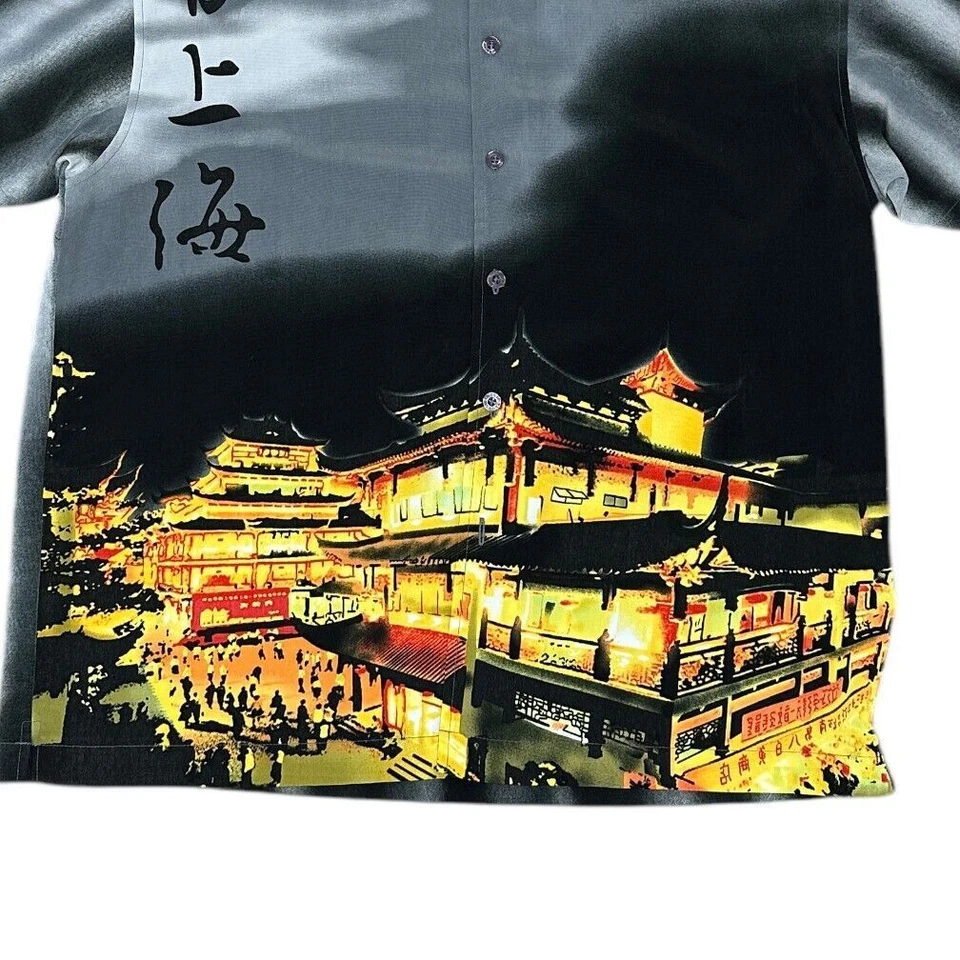 Blue Inc Shanghai Shirt All Over Print Short Sleeve Summer Mens XL - Image 4 of 4