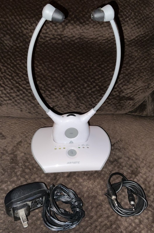 Artiste APH100 White Digital Wireless 2.4 GHz TV Headphones For Seniors