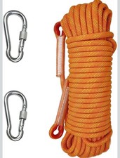 Outdoor Climbing Rope Nylon Heavy Duty Static Rope with 2 Safety Carabiners 96ft