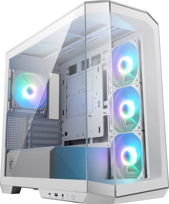 MSI MAG Pano M100R PZ Midi Tower Gaming Gehäuse, Echtglas Seitenfenster, Weiß