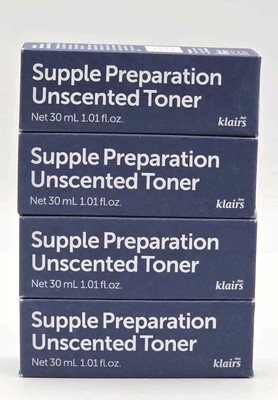 4X Klairs Supple Preparation Unscented Facial Toner 1.01 oz Each / 4 oz Total