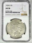 1924 S $1 Peace Silver Dollar NGC AU58 Better Date Choice AU About Uncirculated