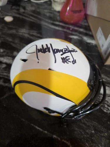 Jack Youngblood Signed with HOF Inscription Los Angeles Rams Mini Helmet JSA COA