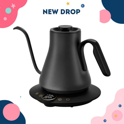 NEW Gooseneck Electric Kettle 0.9L 1500W Precise Temp Pour Over Coffee Black
