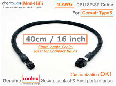  16AWG CPU 8-Pin Cable for Corsair SF Series SF850 SF1000 -  40cm / 16 inch
