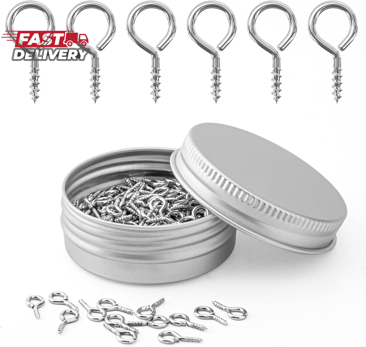 Weico 300Pcs Screw Eye Pins Hooks, Small Metal Hoop Eye Pin Screws for DIY Jewel