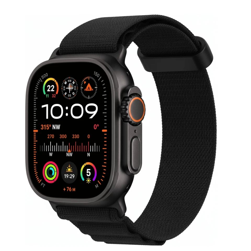 Apple Watch Ultra 2 Titan 49 mm Schwarz Titanium Alpine Loop Schwarz - Wie Neu
