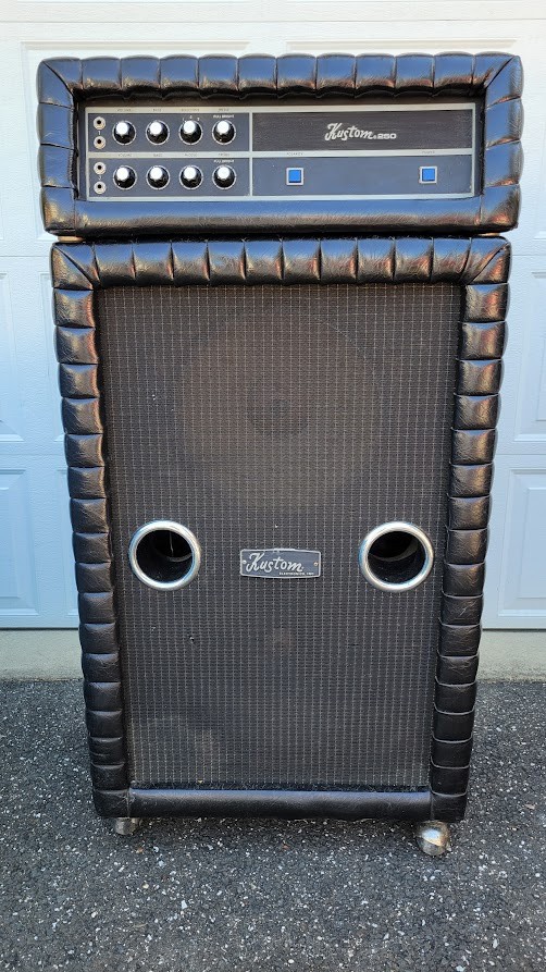 Vintage 70s Kustom K250-1 Bass Guitar Amp & 215 Cab Tuck & Roll