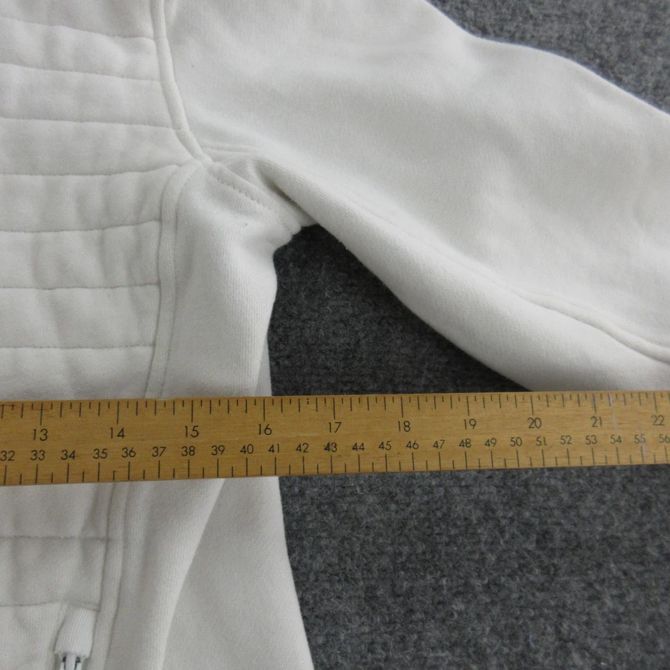 Chaqueta Lululemon Mujer 6 Blanca Acolchada Cremallera Completa Cuello Embudo Logo Atlético Yoga Foto 4 de 4