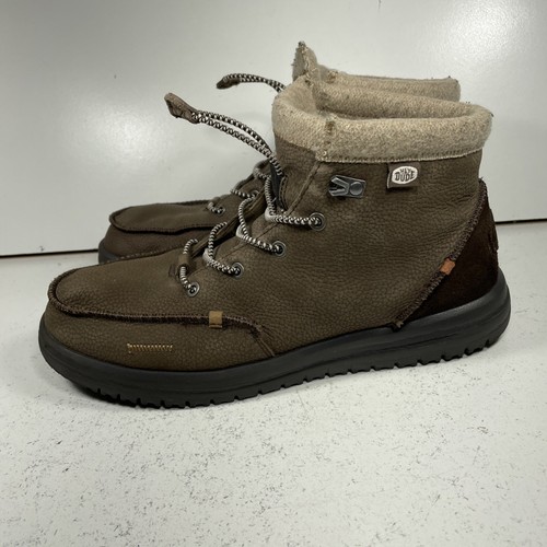 Hey Dude Bradley 40189-255 Boots Men's 12 Brown Leather Waterproof Slip-On - Picture 4 of 24