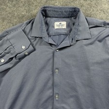 Mizzen  Main Shirt Mens XL Blue Gingham Check Spinnaker Trim Fit Long Sleeve