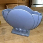Vintage HAEGER MCM Art Deco Pottery Fan Vase Blue BUBBLES BALLS Nice