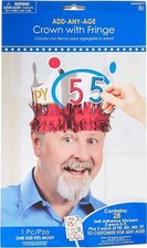 Crown with Fringe Birthday Party Supplies 1 Pc with Stickers Add-Any-Age New