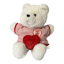 Vtg Heart to Heart Baby Teddy Bear Plush White Red Striped PJs Beats 1985 WORKS