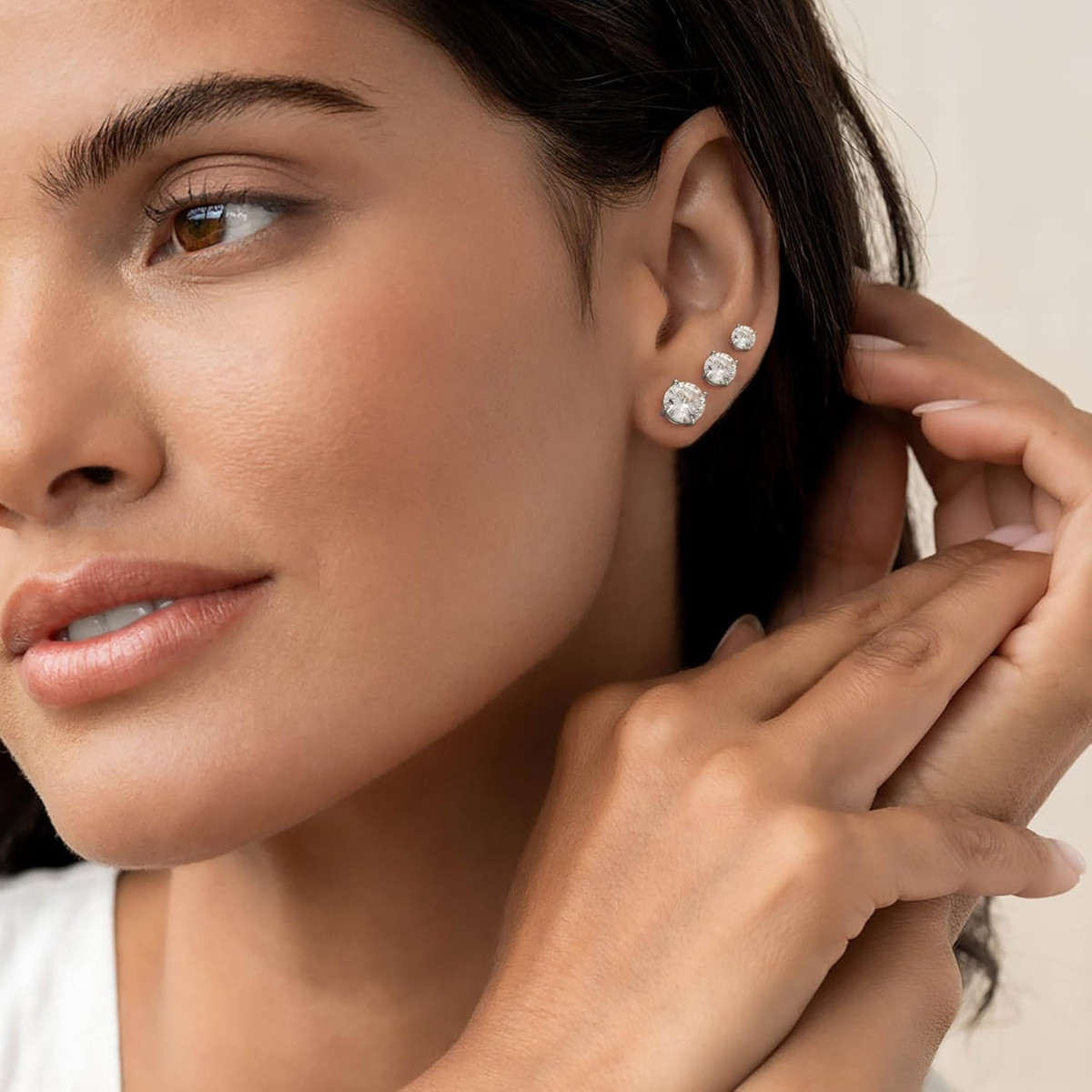 6 Pairs Hypoallergenic Silver Flat Back Earrings for Women,Stud Trendy Jewelry View 4