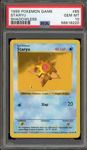 Pokemon Staryu Base Set Shadowless #65 PSA 10 Gem Mint