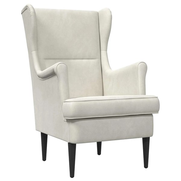 Sessel Samt Creme Moderner Wohnzimmer Sessel Mit Beinen Polsterstuhl Lesesessel-image