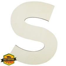 12 Inch Wooden Letter S, Unfinished Craft Wood for Wall Decor