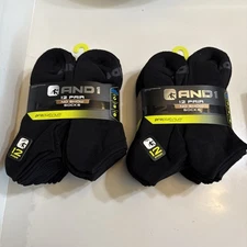 AND1 Black 24 Pair ProPlatinum No Show Socks Arch Compression Proplatinum