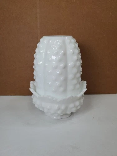 Vintage Fenton Hobnail White Milk Glass Fairy Lamp MCM Cottagecore Grannycore