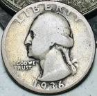 1936 D Washington Silver Quarter 25C Ungraded 90% Silver US Coin CC27441