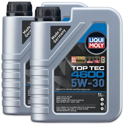 2x LIQUI MOLY 3755 TOP TEC 4600 5W-30 Motorenöl Leichtlauf Motoren Öl Motoröl 1L