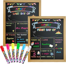 First and Last Day of School Board Sign Double-Sided Chalkboard 10"X12", Reusab