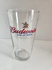 Budweiser Beer Pint Glass Red And Blue Logo Eagle King Of Beers Anheuser-Busch