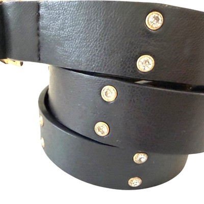 Juicy Couture Women\'s Belt M-L Black Faux Leather Rhinestone Gold Logo Buckle Juicy Couture Women main image 2