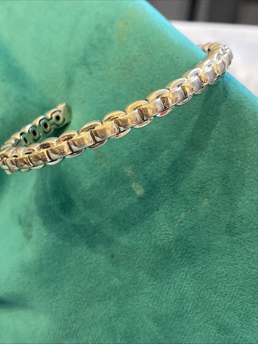 Sterling Silver .925 JAI Hinged Cuff Bracelet Thailand