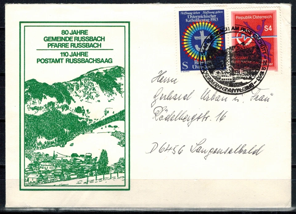 1 Auslandsbrief Österreich 1738 + 1751 Katholikentag Pfarrei Russbach # 1145 - Bild 1 von 1