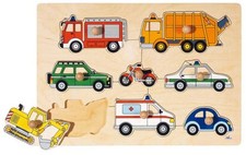 goki Holz Steckpuzzle Verkehrsmittel 8 tlg. 57996 30 x 21cm Puzzle NEU & OVP