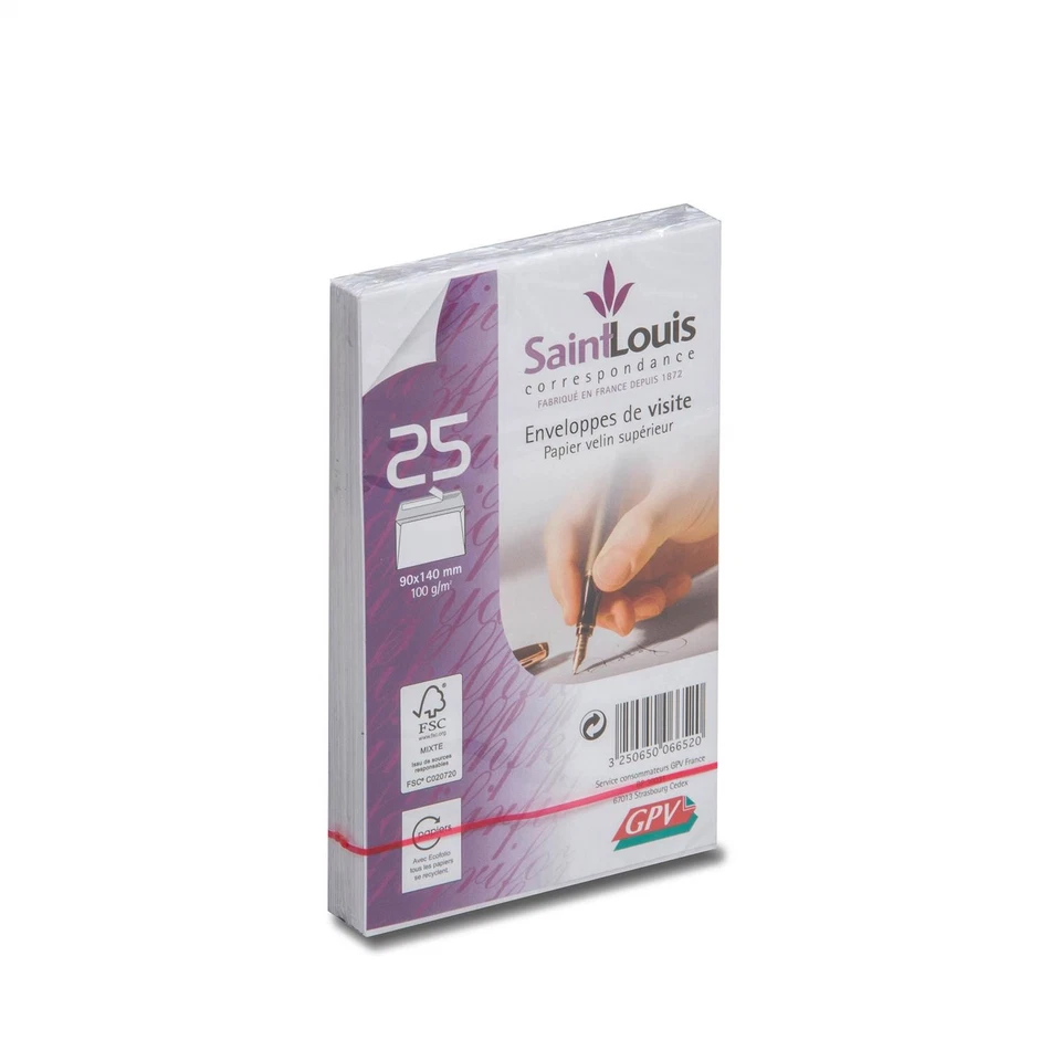[6652] GPV Paquet de 25 enveloppes de visite blanches 90x140 100 g bande de p... - Photo 2/2