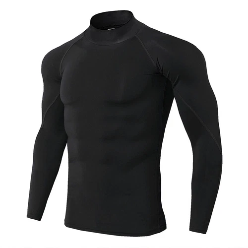 Herren Rollkragen Kompression Basisschicht Oberteil Fitness Tights Sport Langarmshirt - Bild 9 von 26