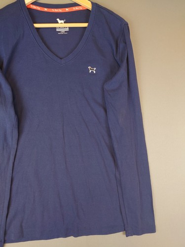 The Black Dog Long Sleeve V Neck T Shirt Navy Blue Men's Size Large Stretch - 第 3/11 張圖片