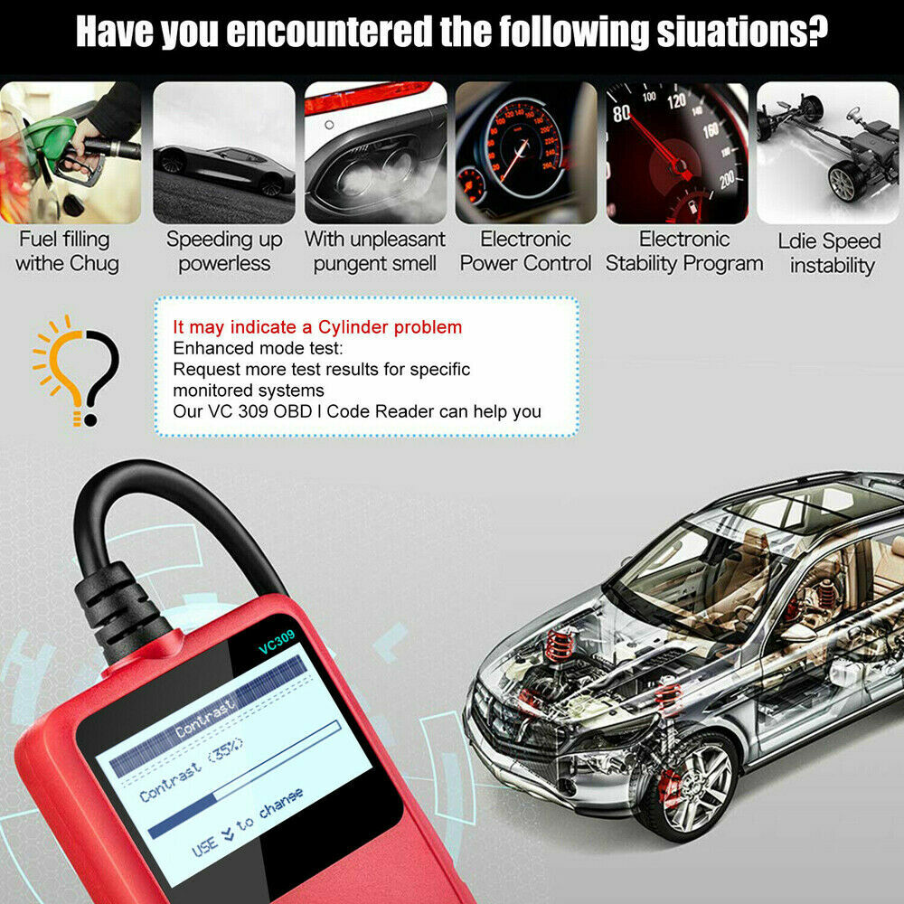 Scanner OBD2 Auto OBDII Lettore Codice Guasto Motore Strumento Scanner Diagnostico con Video - Miniatura 2